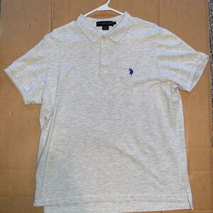 Men’s L -U.S. Polo Assn , light, beige short sleeve polo shirt